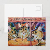 Halloween Mice Brewing Pumpkin Ale Waterverf Art Briefkaart (Voorkant / Achterkant)