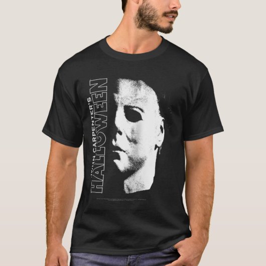 Halloween Michael Myers Groot Gezicht Raglan Honkb T-shirt (Voorkant)