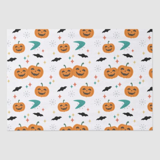 Halloween Mid Century Pumpkins Patroon Tissuepapier (Voorkant)