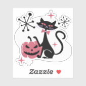 Halloween Mid Century Retro Black Cat Sticker (Vel)