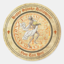 Halloween middeleeuwse musicing skelet Sticker