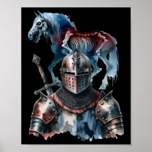 Halloween Middeleeuwse Ridder Paarden Ridder Armou Poster