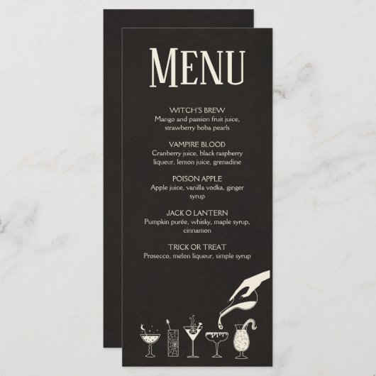 Halloween, midden eeuw, modern cocktailmenu programma (Voorkant / Achterkant)