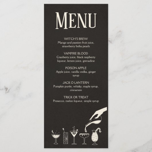 Halloween, midden eeuw, modern cocktailmenu programma (Voorkant)