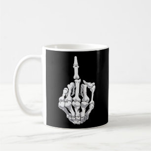 Halloween Middle Finger Skeleton Hand Skull Koffiemok