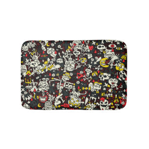 Halloween Mini Doodle Patroon Badmat