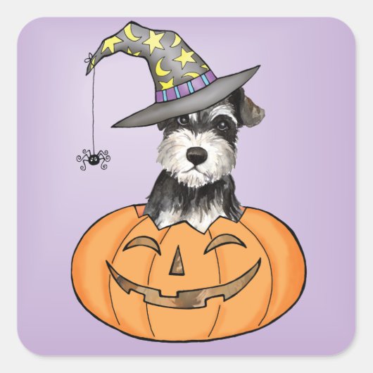 Halloween Miniature Schnauzer Vierkante Sticker (Voorkant)