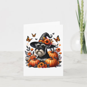 Halloween Miniatuur Schnauzer Hond Pompoen Herfst Kaart