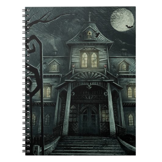 Halloween Mint Oerwoud Green Haunted Manor Notitieboek (Voorkant)
