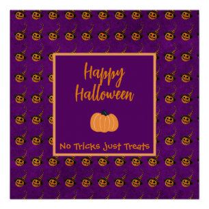 Halloween minuscule oranje pompoenen trick or trea perfect poster
