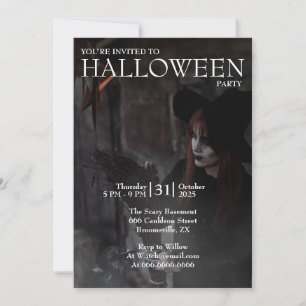 Halloween Moderne Gotische Heks Bezems Duistere Fo Kaart