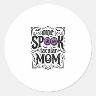 Halloween Moeder Griezelige Vintage Gravure Shirt Ronde Sticker