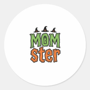 Halloween Moeder Monster Vintage Moeder Shirt Ontw Ronde Sticker