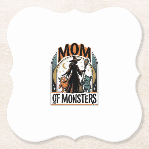 Halloween Moeder Shirt Griezelig Monster Familie O Kartonnen Onderzetters