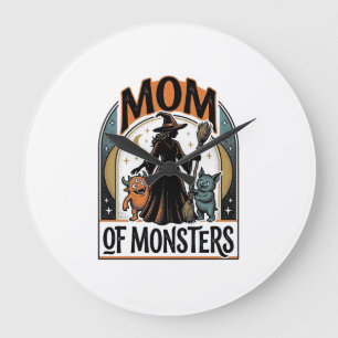 Halloween Moeder T-shirt Griezelig Monster Familie Grote Klok