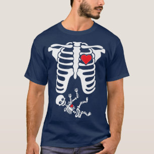 Halloween Moederschap Pumpkin Skeleton Funny Pregn T-shirt