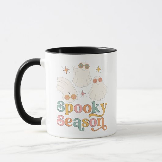 Halloween Mok Retro Schattige Ghost Spooky Seizoen (Links)