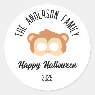 Halloween Monkey Mask Masquerade Kostuum Ronde Sticker