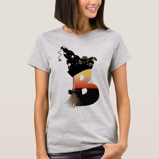 Halloween Monogram Letter B T-shirt (Voorkant)