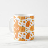 Halloween Monogram Pompoen Koffie Mok (Voorkant links)