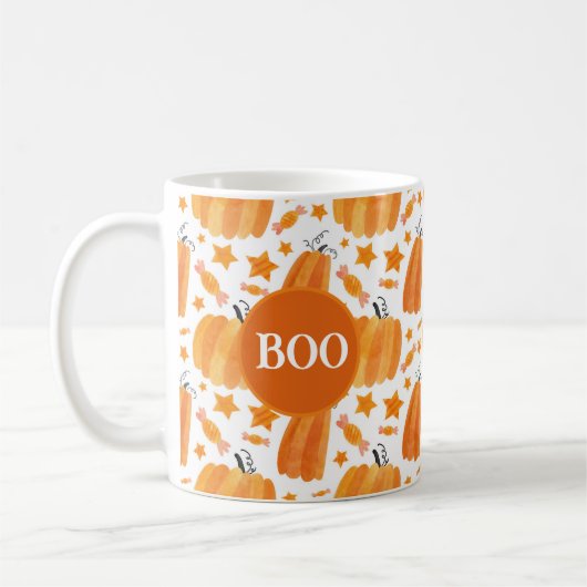 Halloween Monogram Pompoen Mok (Links)