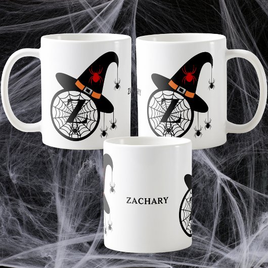 Halloween Monogram Z Witch's Pet Spinnen Jouw naam Koffiemok