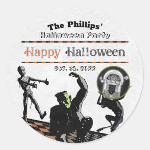 Halloween Monster Bash Costume Party Ronde Sticker