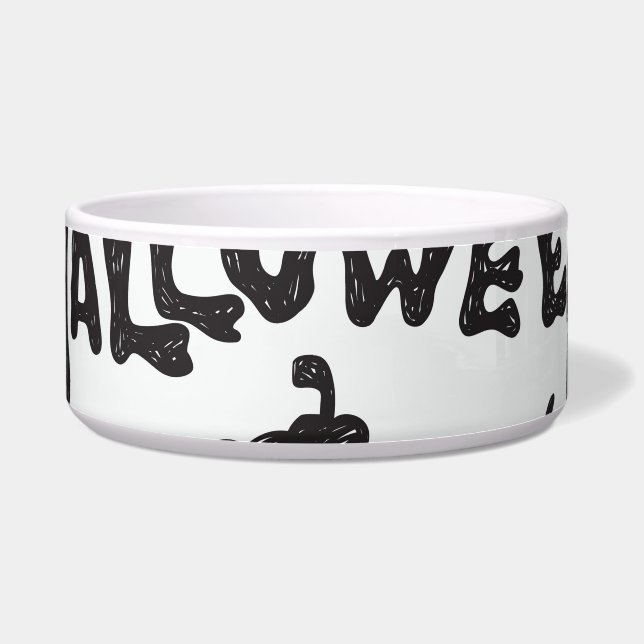 Halloween Monster Doodles Plezier Voerbakje (Voorkant)