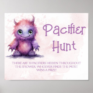 Halloween Monster Fopspeen Hunt Baby shower spel Poster