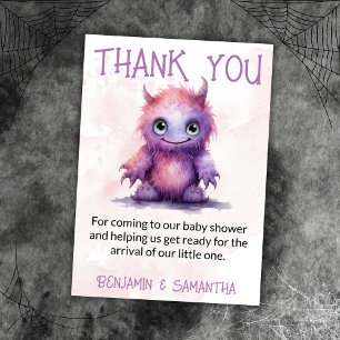Halloween Monster Girl Baby shower Carte de remerc