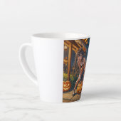 Halloween Monster Jack-o-Lantern & Bat Vixen Girl Latte Mok (Linkerhoek)