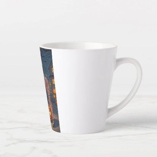 Halloween Monster Jack-o-Lantern & Bat Vixen Girl Latte Mok (Rechts)