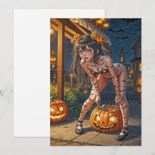Halloween Monster Jack-o-Lantern & Vleermuis Vixen Kaart