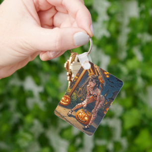 Halloween Monster Jack-o-Lantern & Vleermuis Vixen Sleutelhanger