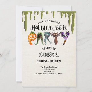 Halloween Monster Letters Halloween Party Kaart