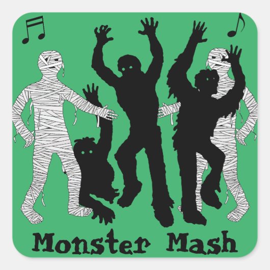 Halloween Monster Mash Dance Party Vierkante Sticker (Voorkant)
