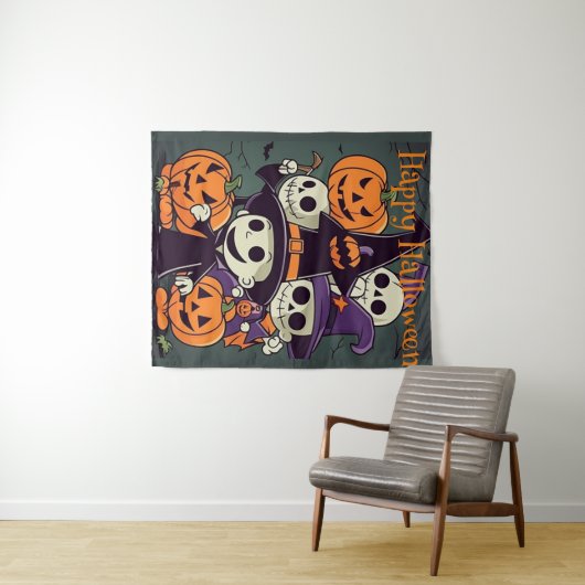 Halloween Monster Mash, Halloween Party Decor Wandkleed (In Situ (horizontaal))