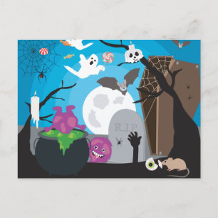 Halloween Monster Scene Briefkaart