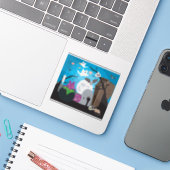 Halloween Monster Scene Sticker (Laptop met iPhone)