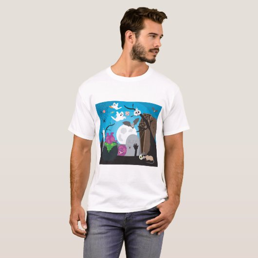 Halloween Monster Scene T-shirt (Voorkant volledig)