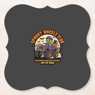 Halloween Monster Truck Nacht Kartonnen Onderzetters