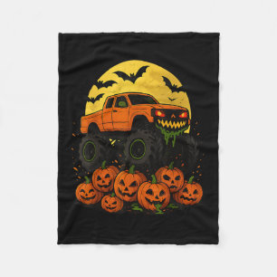 Halloween Monster Truck Vermorzelt Pompoenen Fleece Deken
