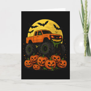 Halloween Monster Truck Verplettert Pompoenen Kaart