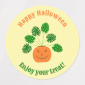 Halloween Monstera Plant in Pumpkin Custom Labels (Design 2)