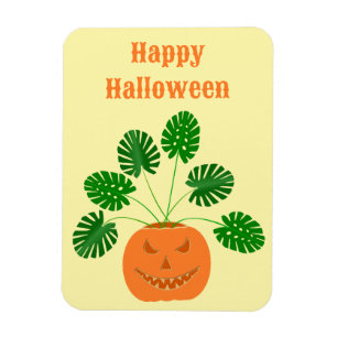 Halloween Monstera Plant in Pumpkin Custom Magneet