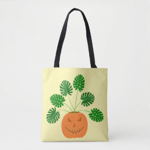 Halloween Monstera Plant in Pumpkin Draagtas
