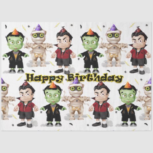 Halloween Monsters Kinderen Verjaardag Tissuepapier (Voorkant)