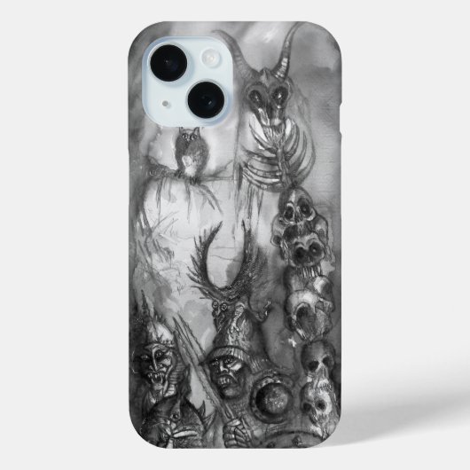 HALLOWEEN MONSTERS / ORK WAR Black White Fantasy Case-Mate iPhone Case (Achterkant)