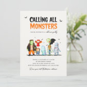 Halloween Monsters Party uitnodiging (Staand voorkant)