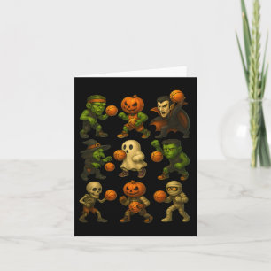 Halloween Monsters Spelen Skelet Grappige Kostuum Kaart
